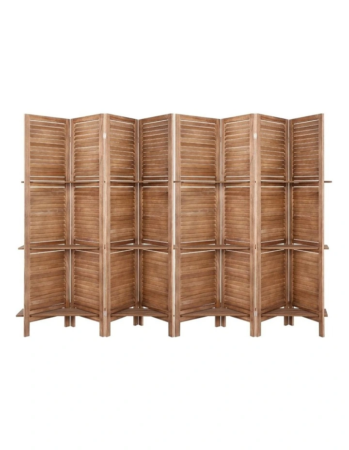 Room Divider Screen 326x170cm Shelf Oak 8 Panel
