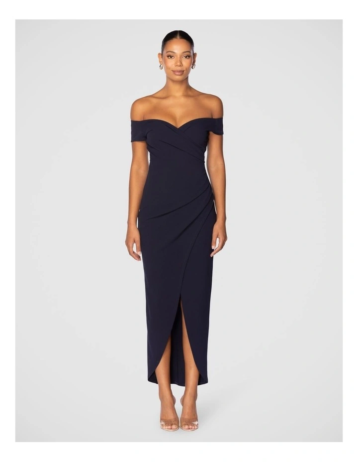 Alice Off Shoulder Gown in Navy