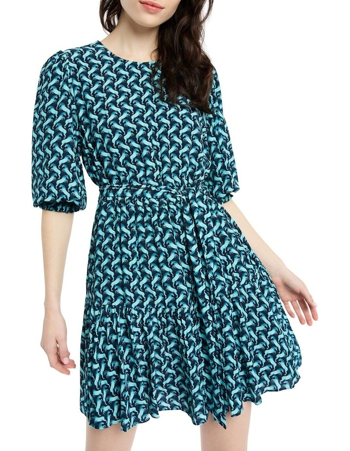 Go My Own Neigh Dress in Navy/Gum Leaf