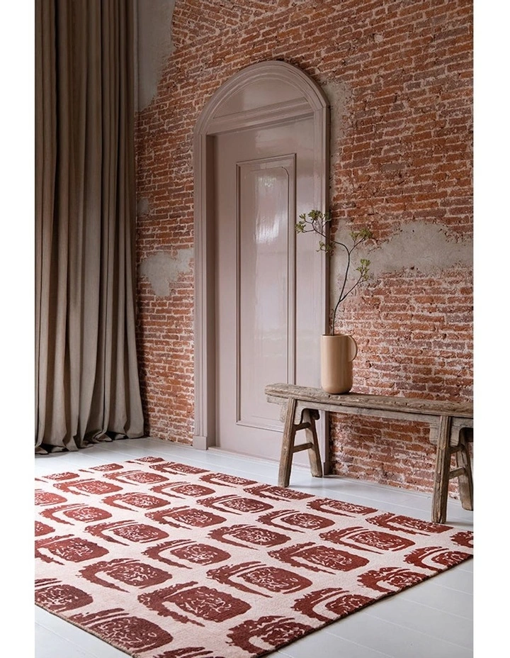 Woodblock Rug 163003 in Red
