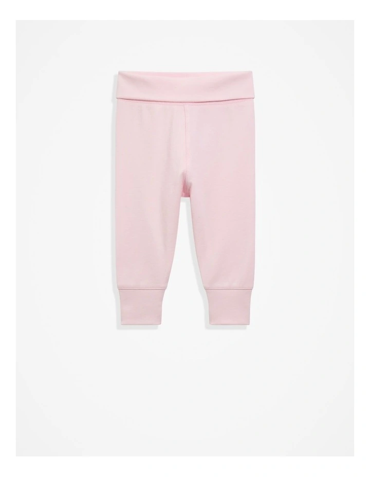 Organically Grown Cotton Fold-over Soft Pant in Pink Tint