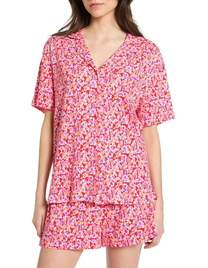 Heart To Love Pj Shirt Set in Pink Multi