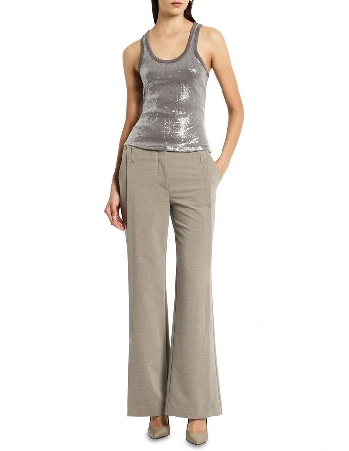 Sequin Sparkle Jersey Tank in Smokey Quartz