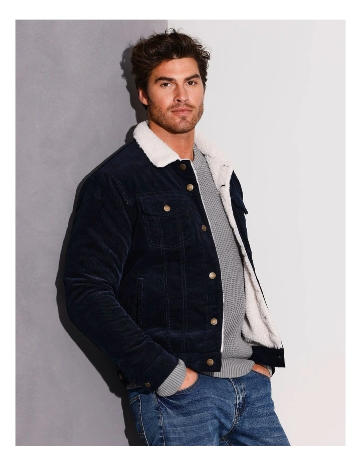 Cleft Island Cord Shepra Jacket in Navy