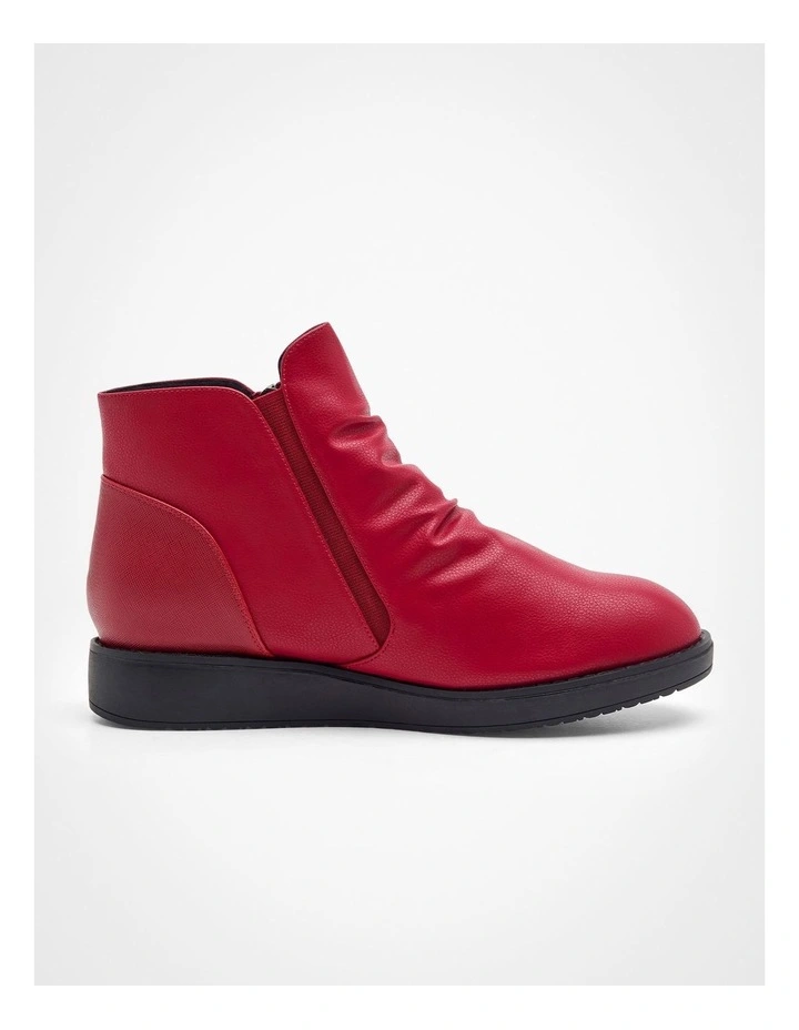 Wedge Ruched Zip Boot in Red