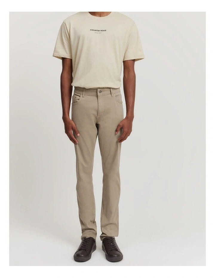 Organically Grown Cotton Garment Dyed Twill Pant in Almond
