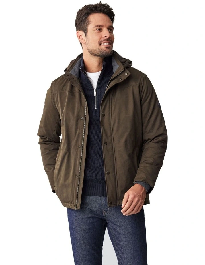 Stadium Hooded Jacket in Dark Olive