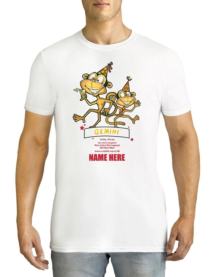 Men's Zodiac Gemini Personalised Cotton T Shirt
