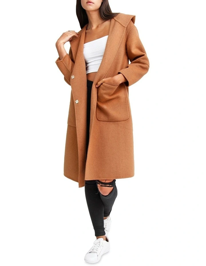 Walk This Way Camel Wool Blend Oversized Coat
