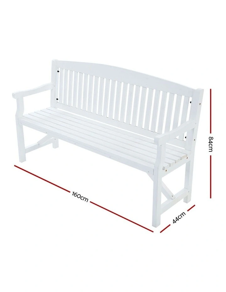 Wooden Garden Bench Chair in White