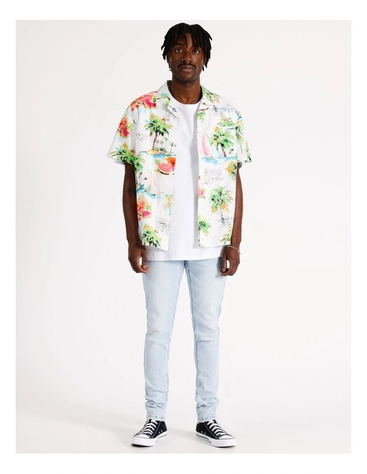 Sail Away All Gender Short Sleeve Oversize Shirt in White