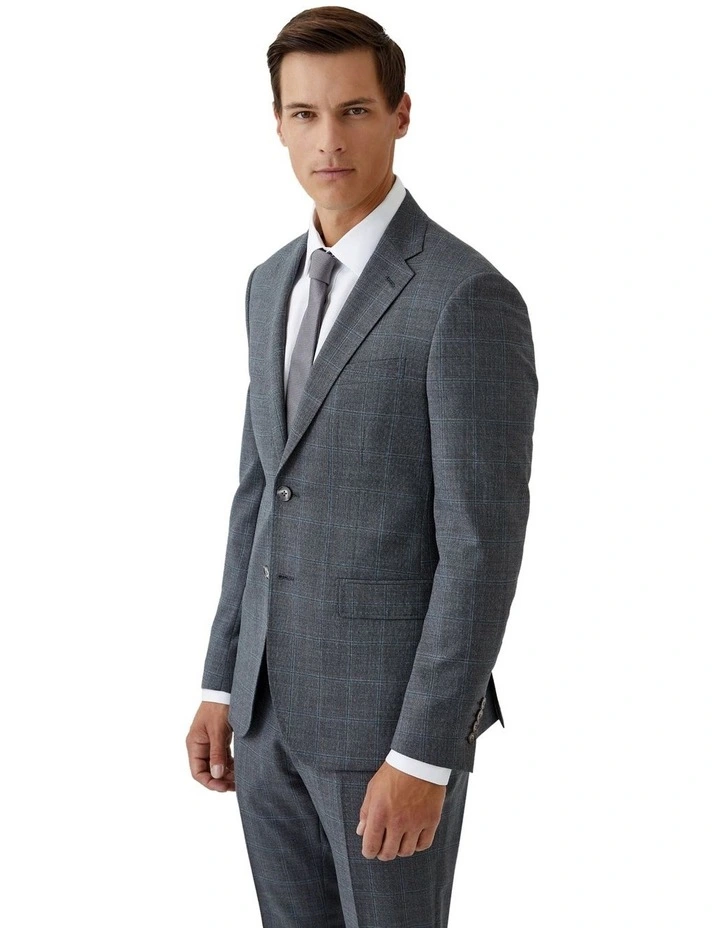 Byron Wool Suit Jacket in Grey Check