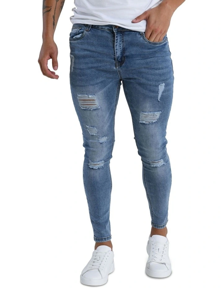 Classic Ash Distressed Jean in Blue