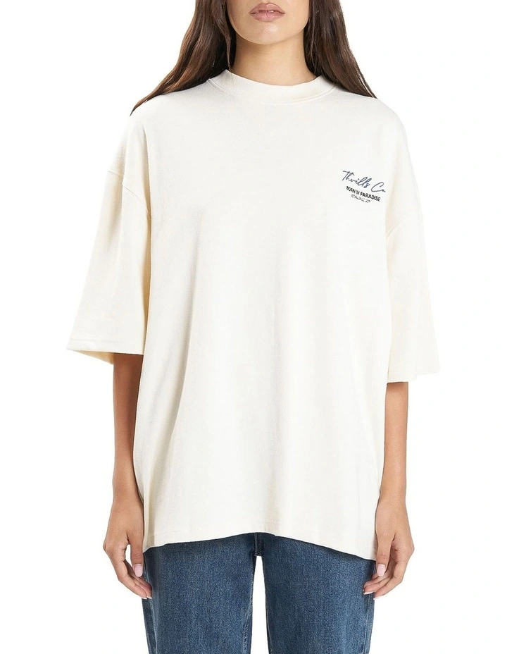 Full Ride Oversized Tee in White Marle
