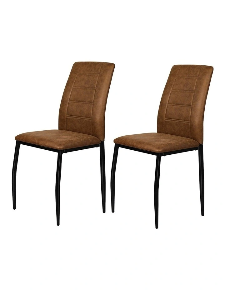 2x Premium Leathaire Dining Chairs in Brown
