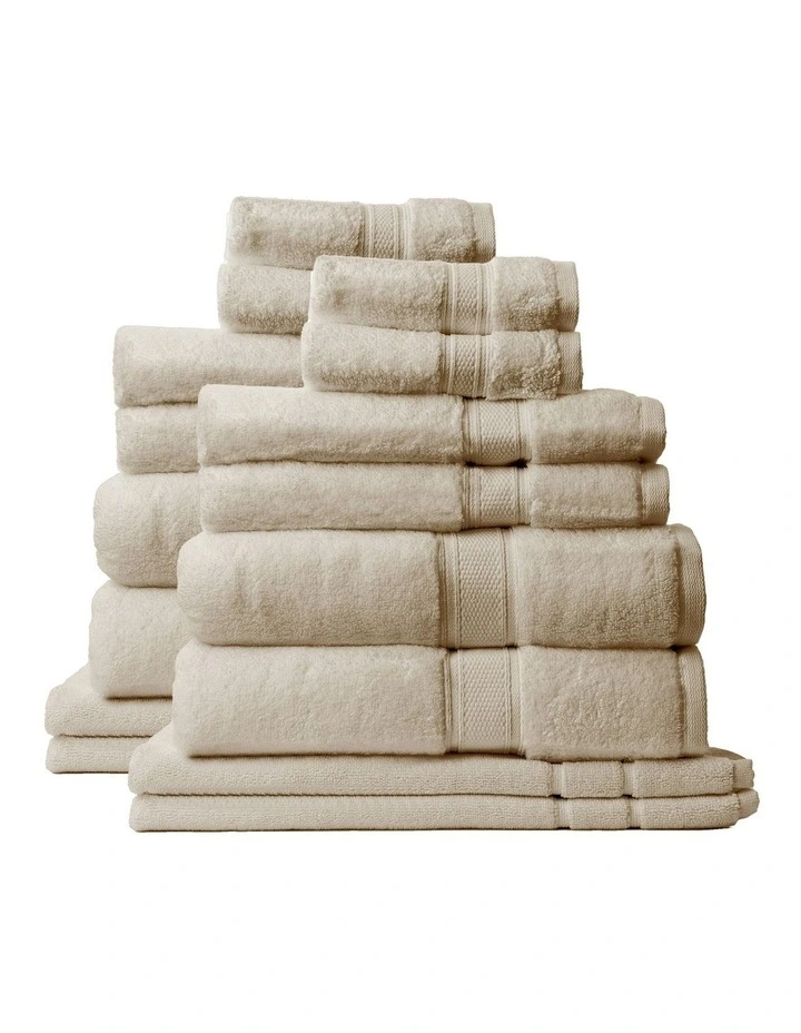 Zero Twist Luxury Plush Cotton Towel Set 16 Piece in Beige