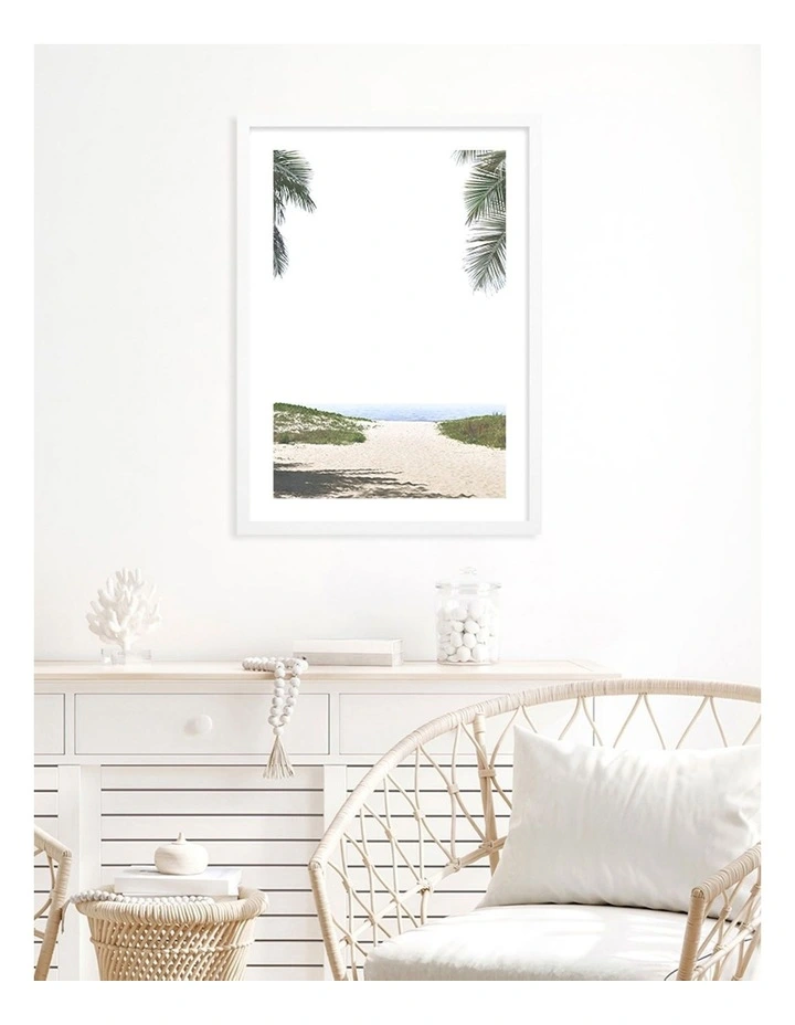 Australian Made Ocean Escape Art Print A2 in White Frame
