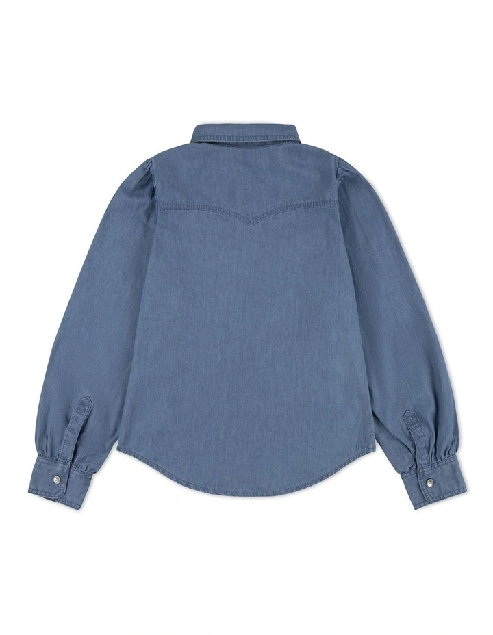 Full Sleeve Western Denim Shirt in Clean Medium