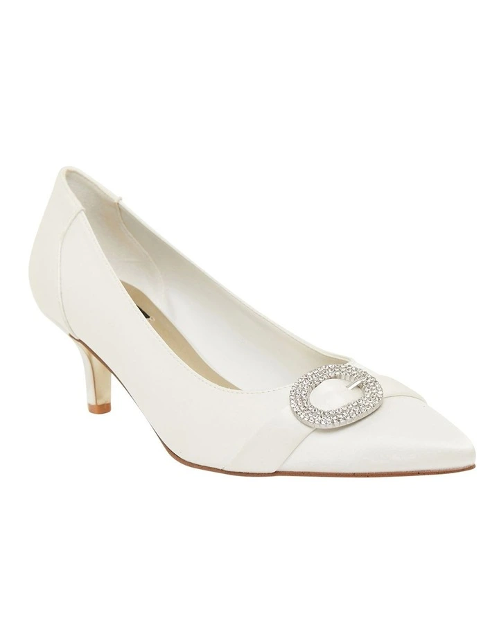 Tina Ivory Satin Heeled Shoes