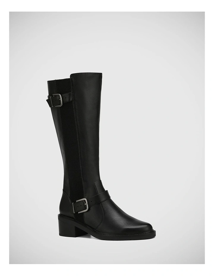 Bridey Leather Long Boot in Black