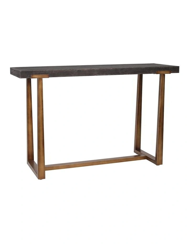 Lustre Emporium Console Table in Distressed Gold/Black