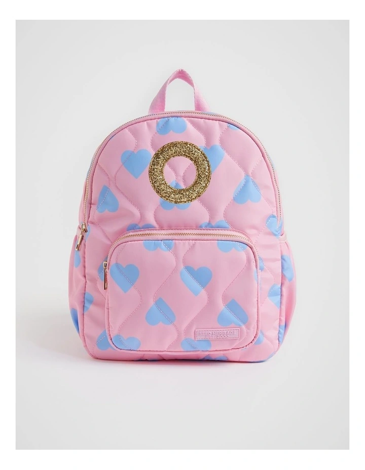 Quilted Initial "O" Backpack in Pink