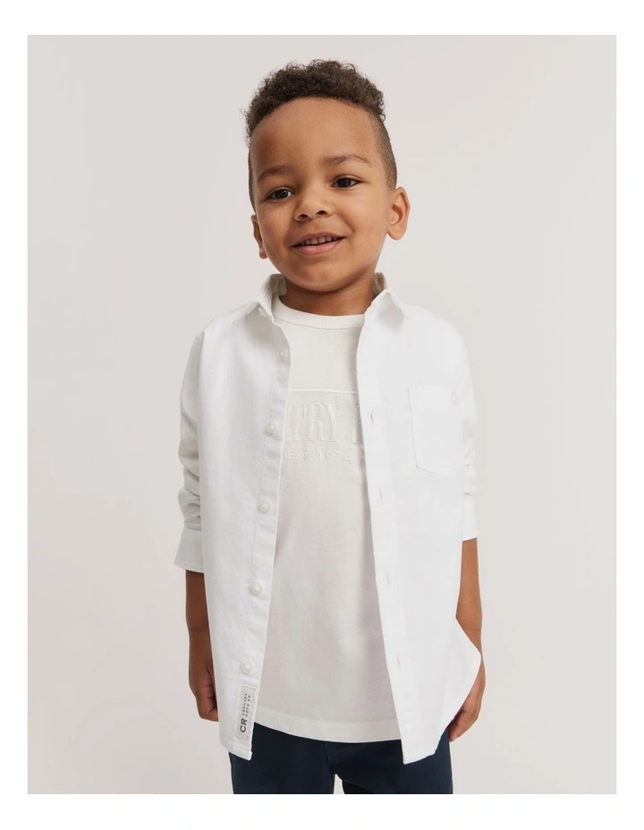 Organically Grown Cotton Oxford Shirt in White