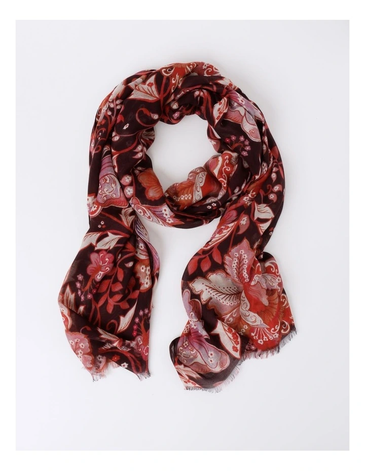 Printed Scarf in Red Paisley