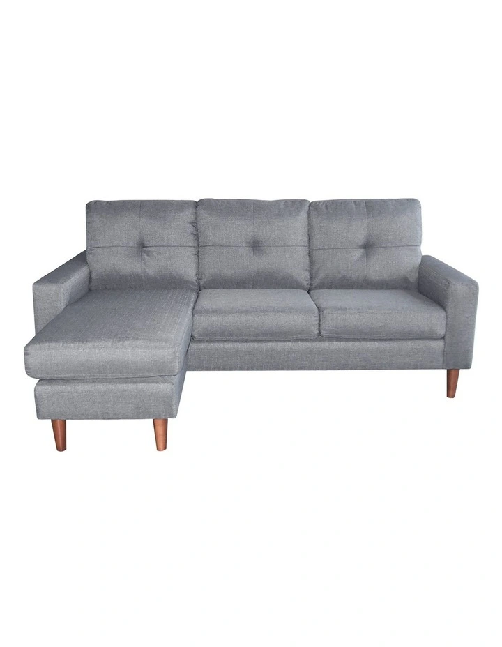 Linen Corner Sofa Couch Lounge L-shape Right Chaise Dark Grey