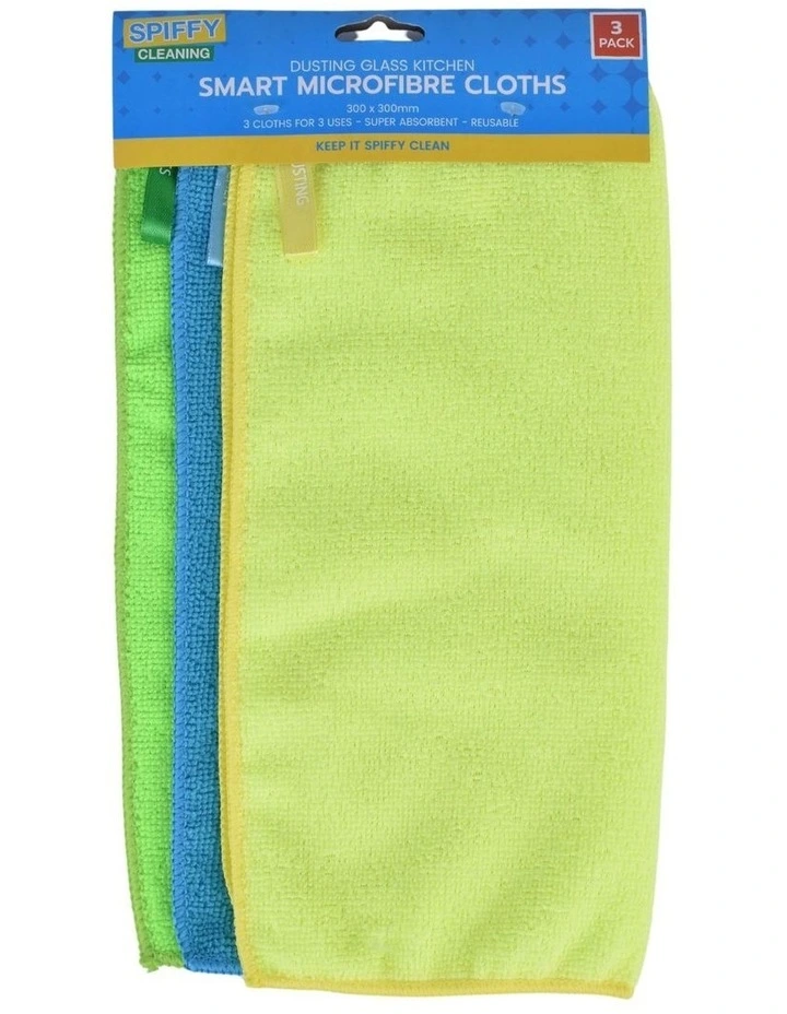 Spiffy Labelled Microfibre Cloths 30cm 6 Pack in Yellow
