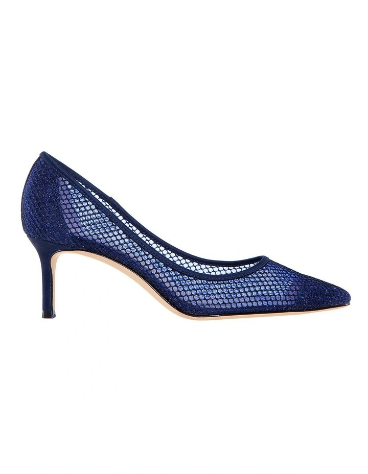 Niley Navy Luster Satin Heeled shoes
