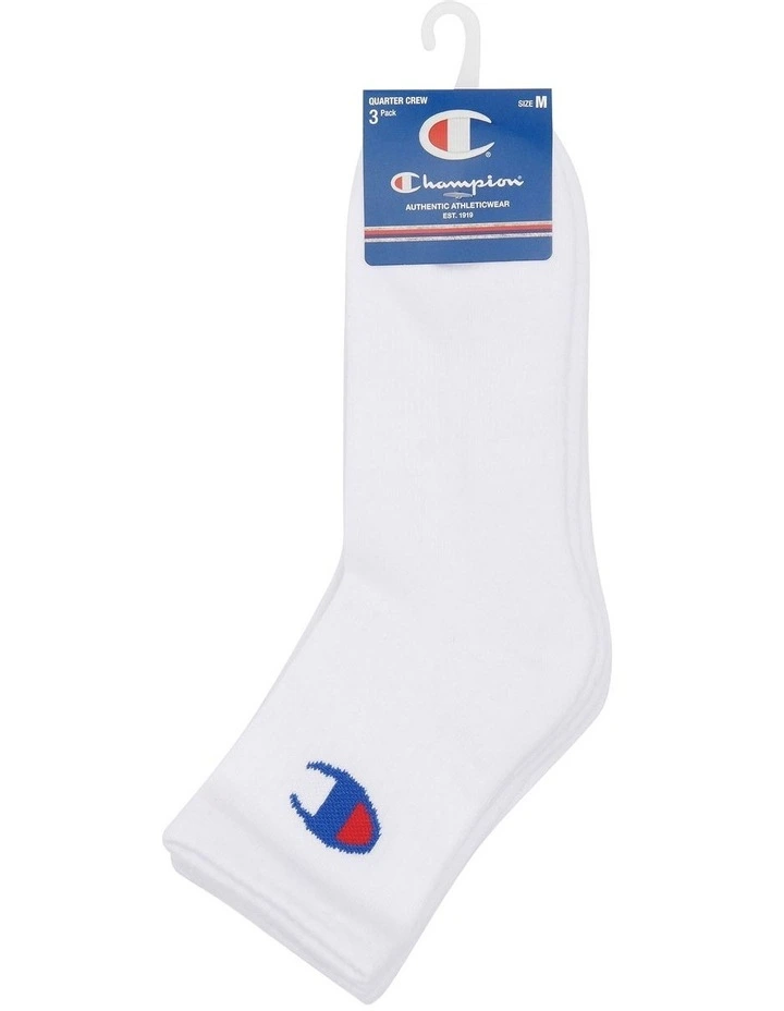 C-Logo Quarter Crew Sport Socks White 3 Pack