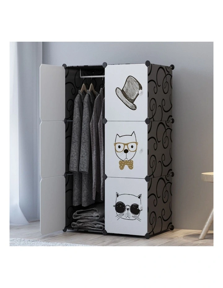 6 Cubes Portable Wardrobe Storage Organiser in Black