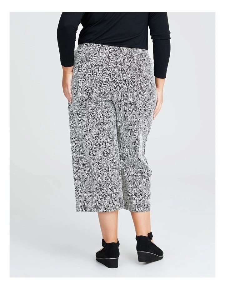 Herringbone Textured Culotte in Black/White