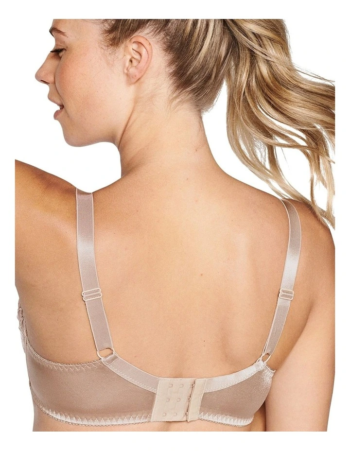 Embroidered Underwire Balconette Bra in Light Beige