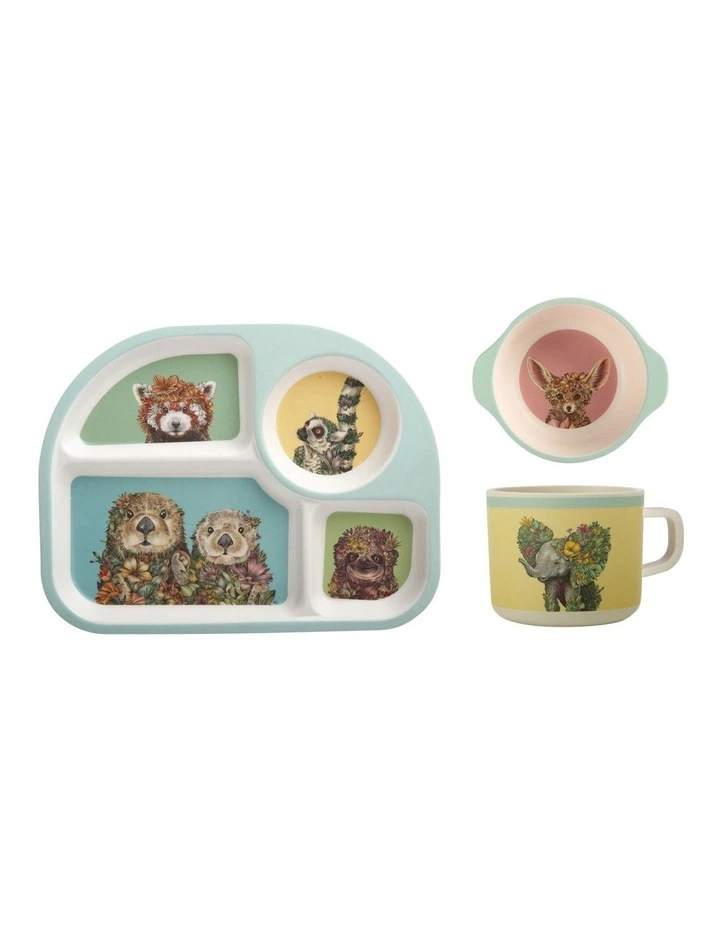 Marini Ferlazzo Wild Planet Bamboo Dinner Set 3 Piece in Multi