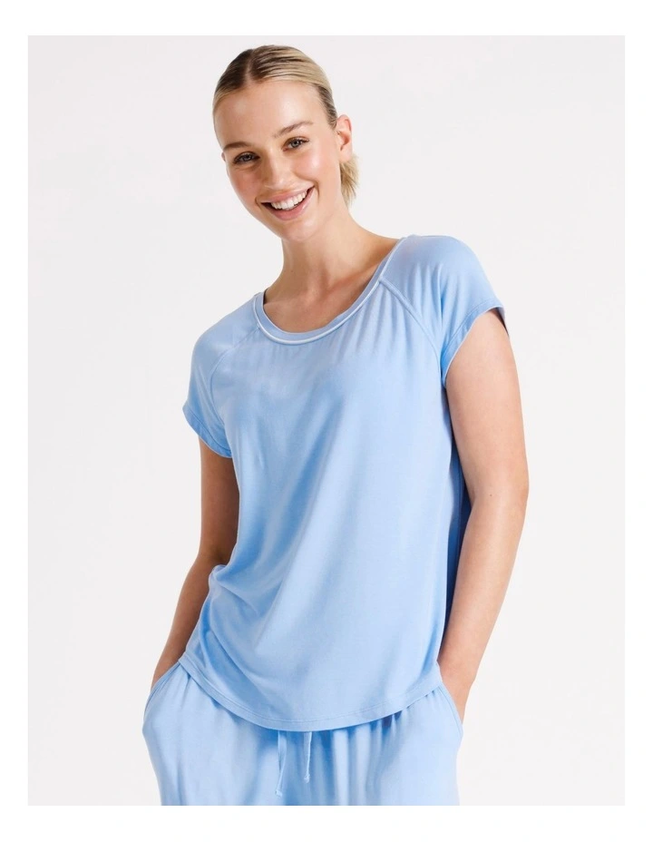 Pure Comfort Bamboo Short Sleeve PJ Top in Blue