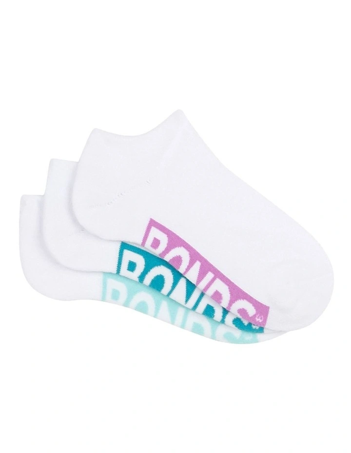 Womens Logo Cushioned Low Cut Socks 3 Pack in White