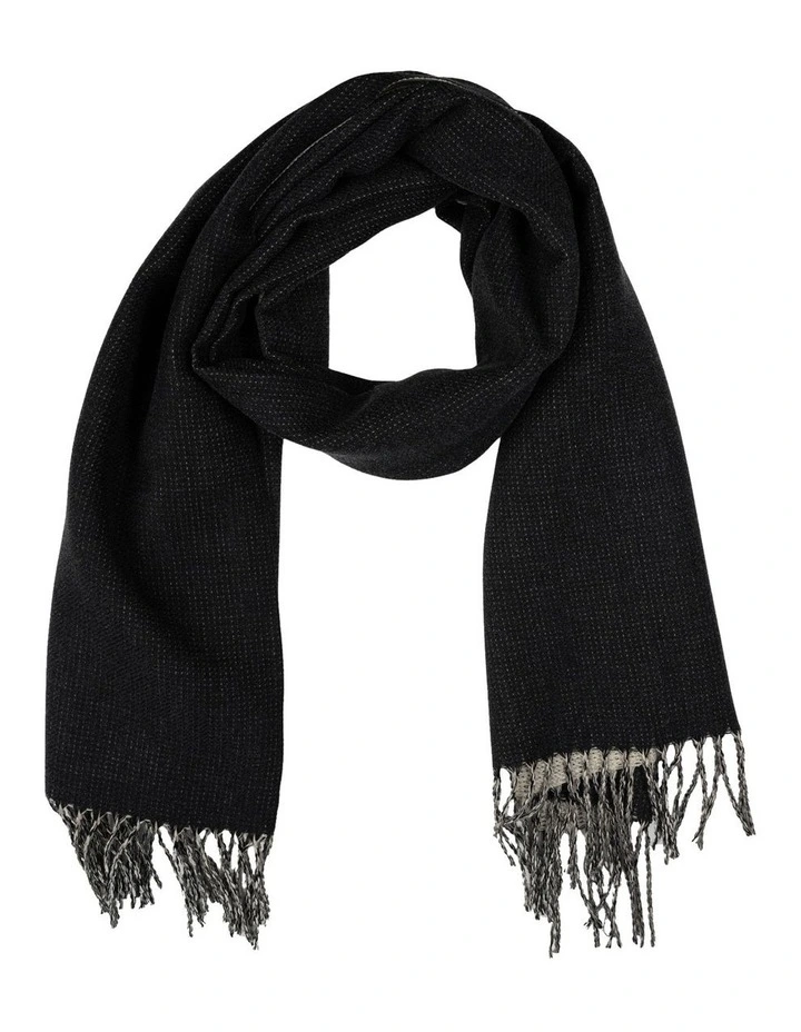 Two-Tone Twill Scarf in Black/Cream