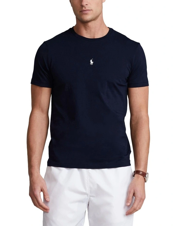 Custom Slim Fit Jersey Crewneck T-shirt in Navy