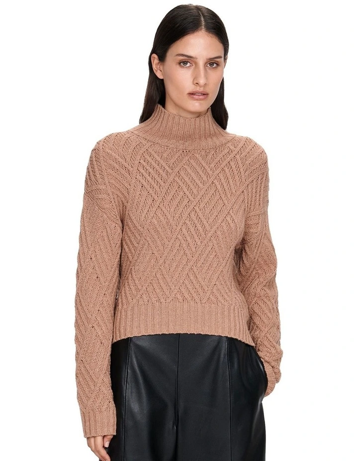 Chunky Merino Blend Sweater in Camel