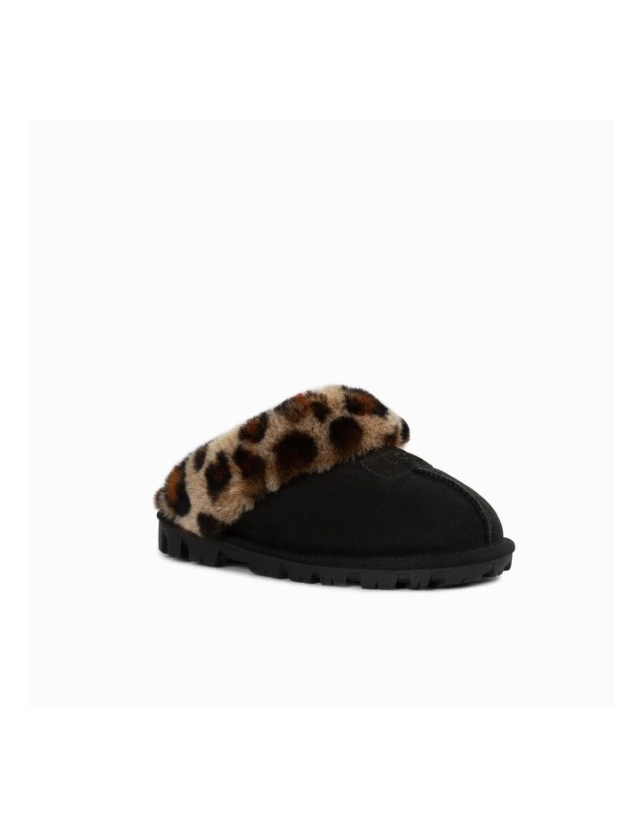 Leopard Print Water Resistant Coquette Slipper in Black