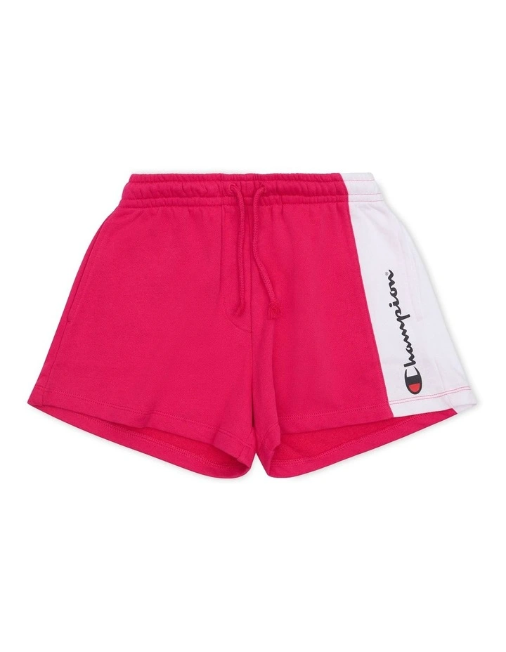 French Terry Panel Shorts in Disco Pink
