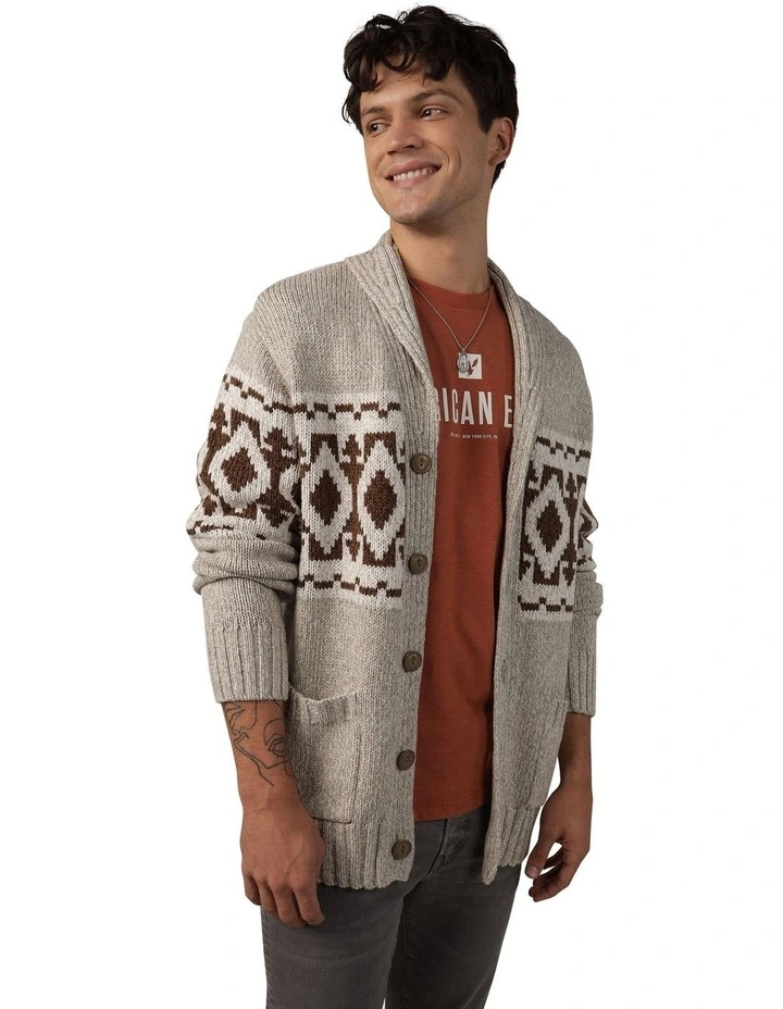 Shawl Collar Cardigan in Tan