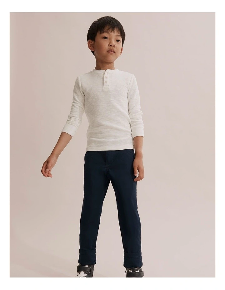Slub Texture Henley in White