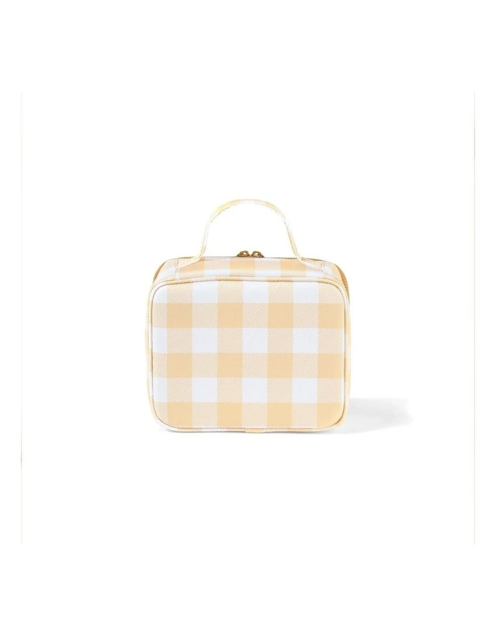 Mini Insulated Lunch Bag in Beige Gingham
