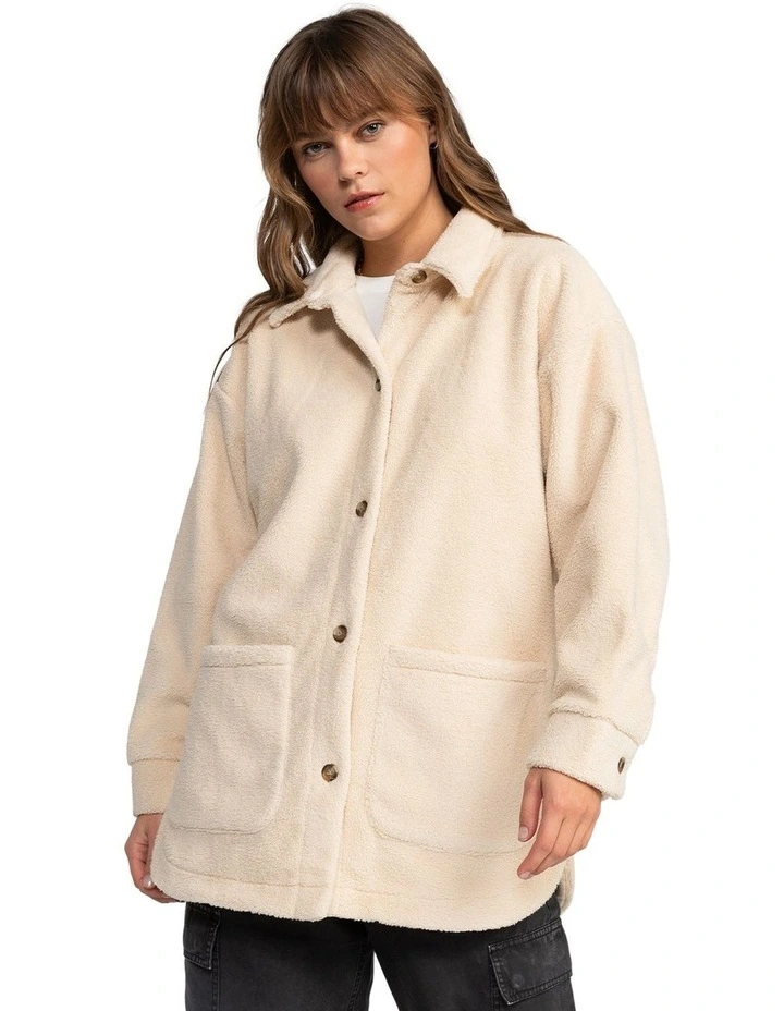 Over Polar Fleece Shacket in Brazilian Sand