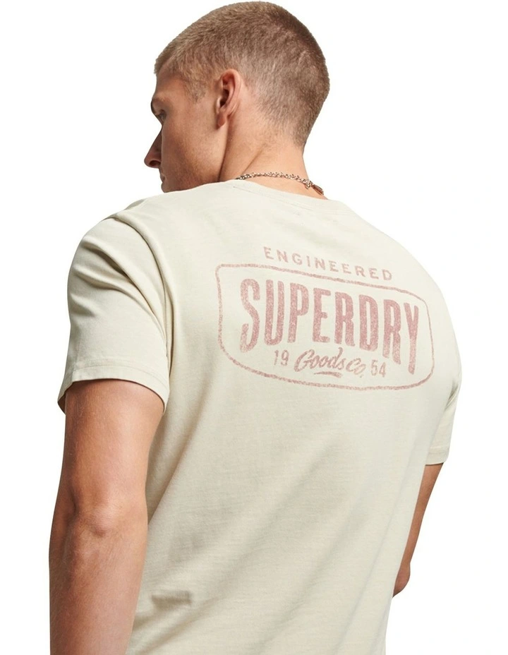 Script Workwear T-shirt in Pelican Beige