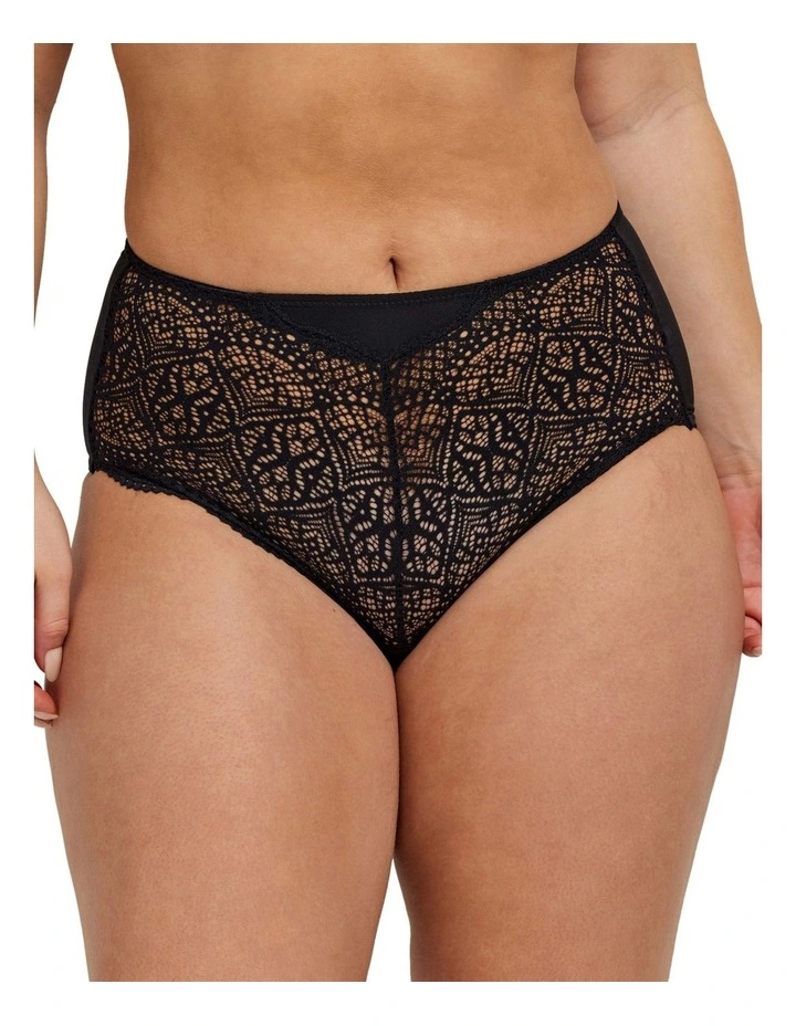 Helen Micro & Lace Full Brief in Black