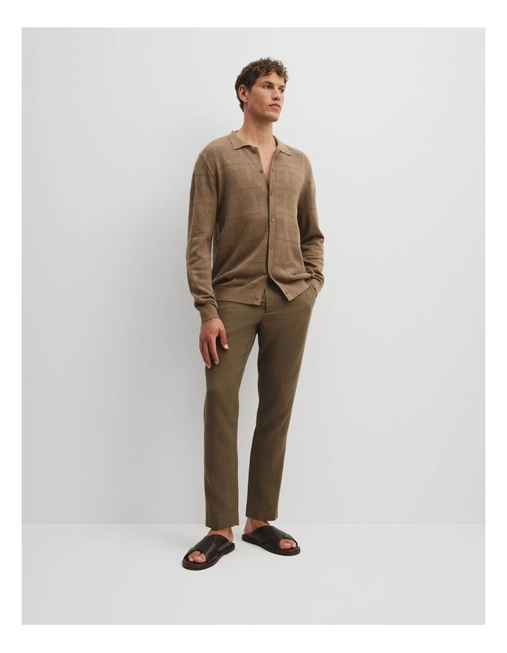 Cotton Linen Knit Shirt in Chocolate